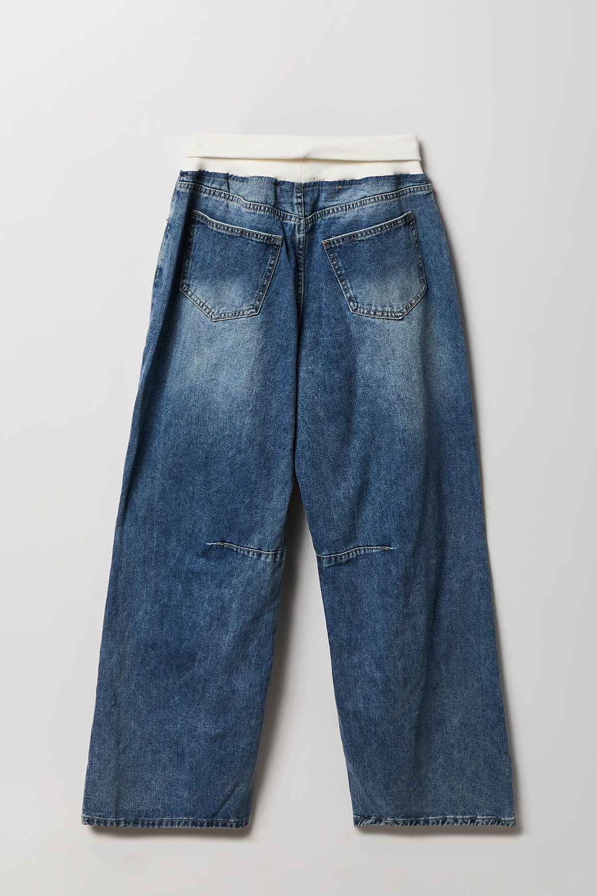 Alt View 2. Foldover Waist Baggy Jean - Medium Blue