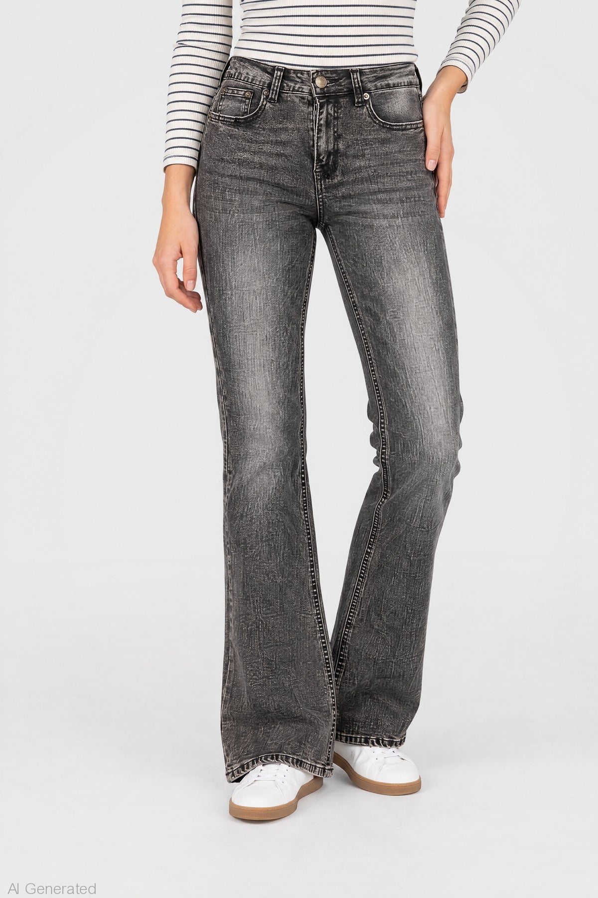 Alt View 5. Stretch Flare Jean - Black