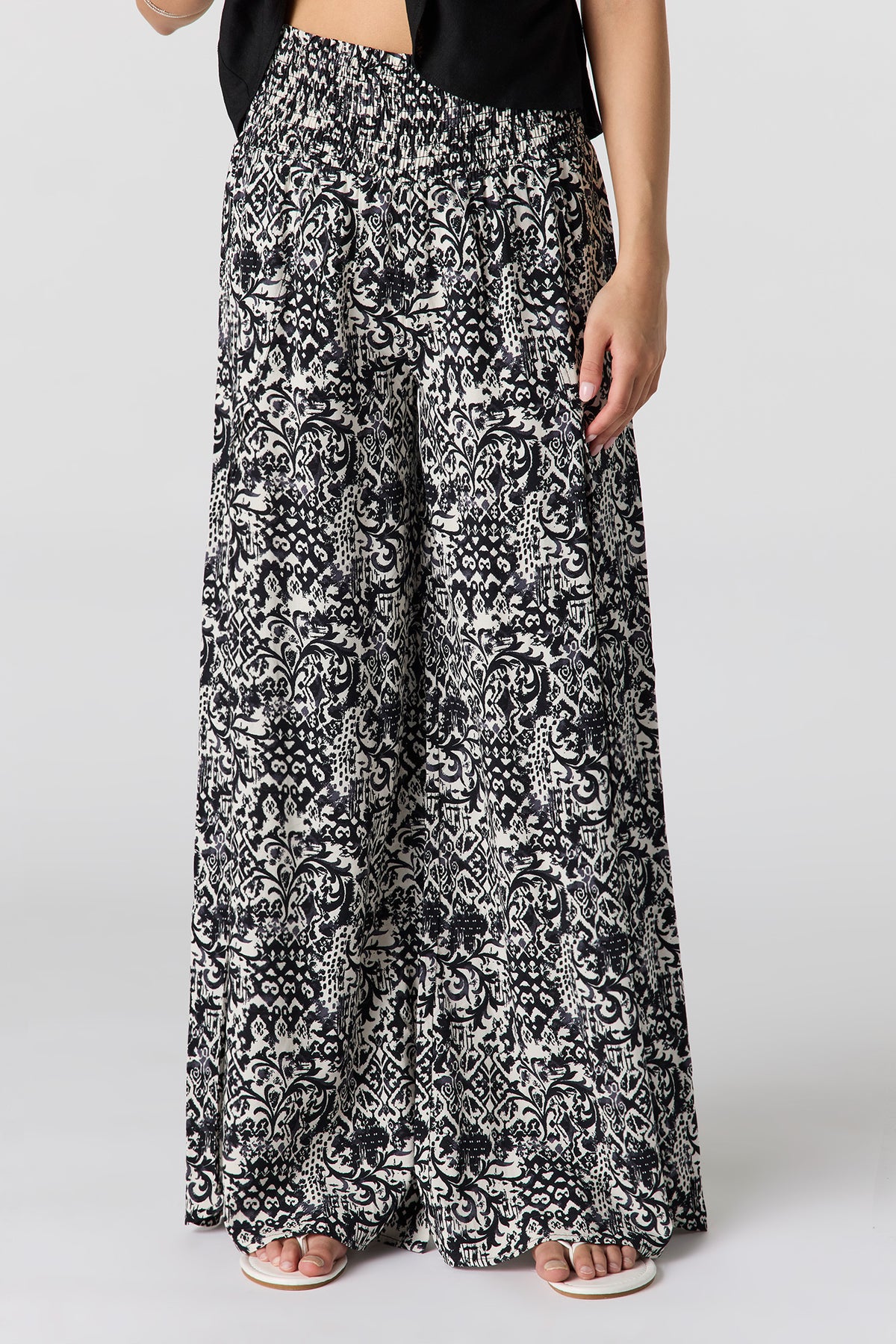 Alt View 2. Palazzo Pant - Black with White