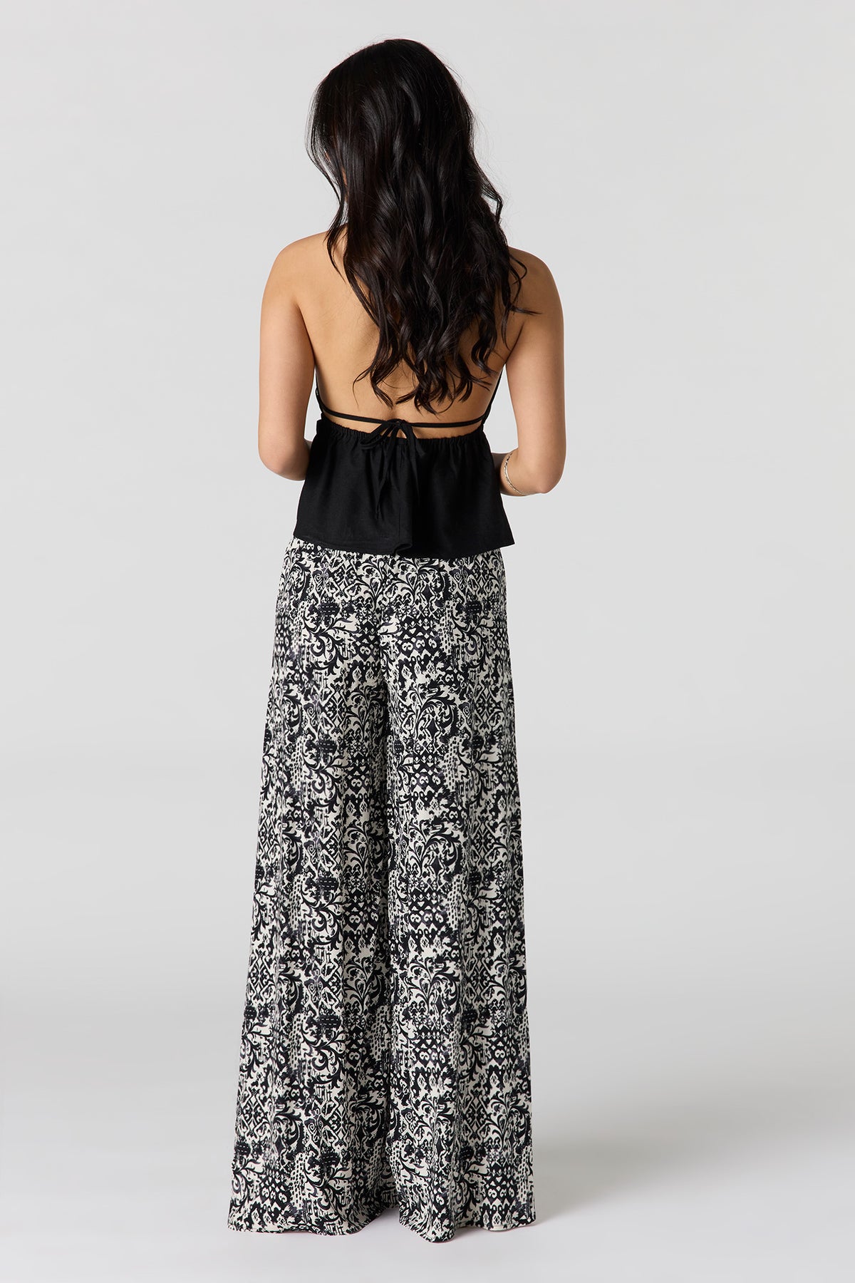 Alt View 3. Palazzo Pant - Black with White
