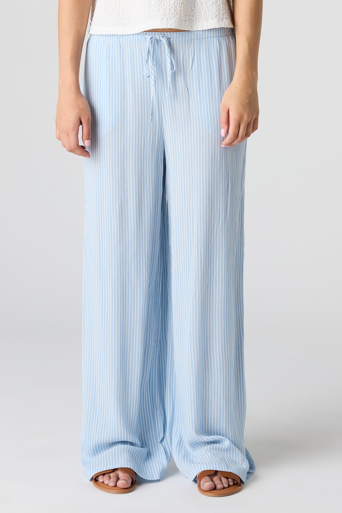 Alt View 2. Flowy Wide Leg Drawstring Pant - Blue
