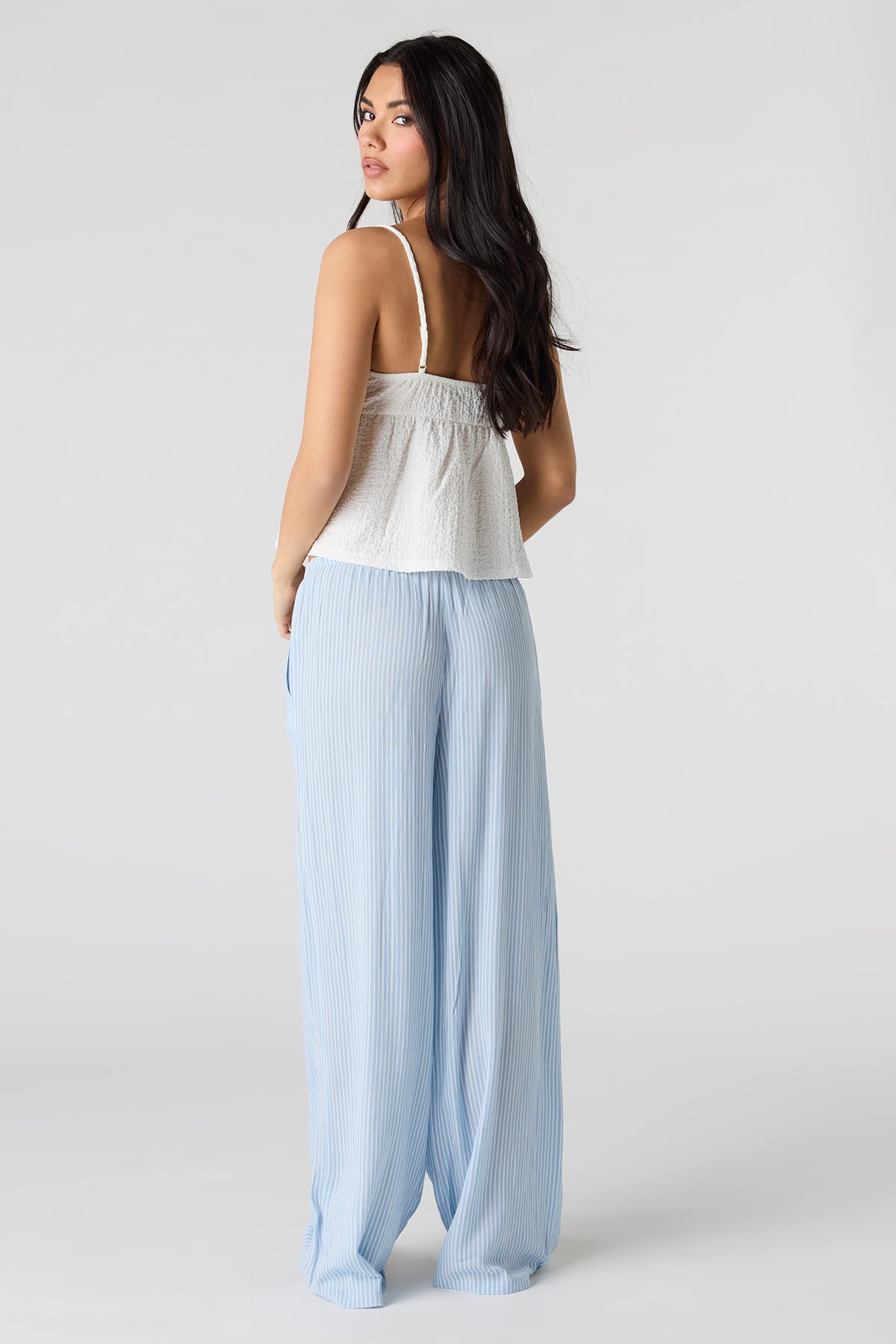 Alt View 3. Flowy Wide Leg Drawstring Pant - Blue