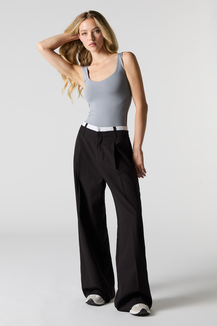 Layered Waist Baggy Dress Pant