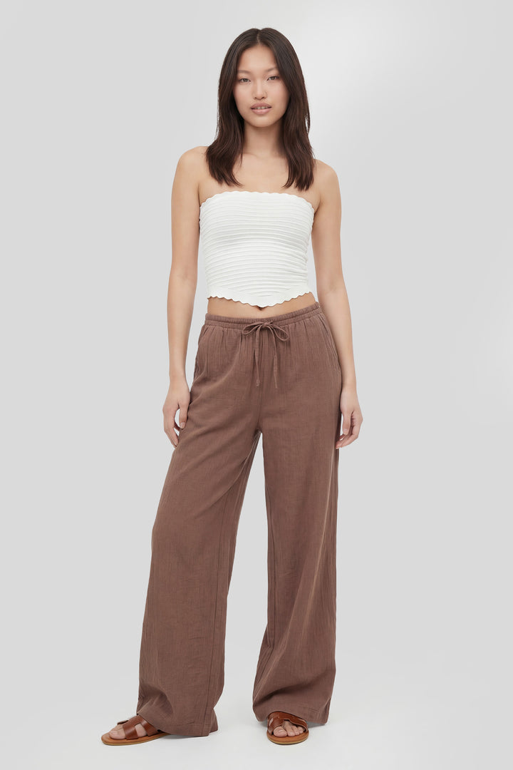 Textured Flowy Wide Leg Pant