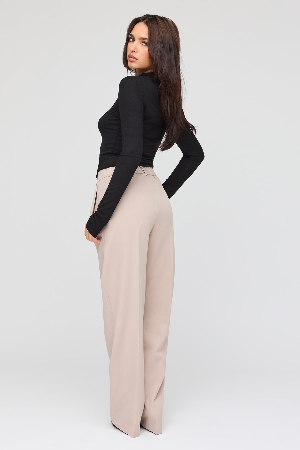 Alt View 3. Wide Leg Dress Pant - Mushroom
