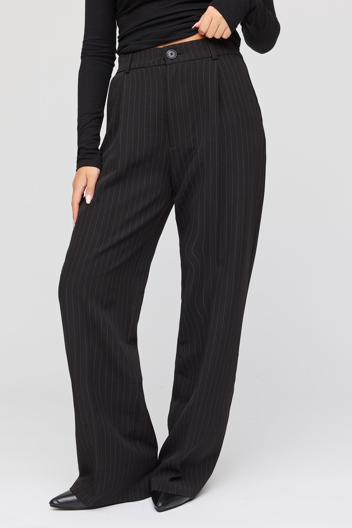 Alt View 2. Wide Leg Dress Pant - Black with White
