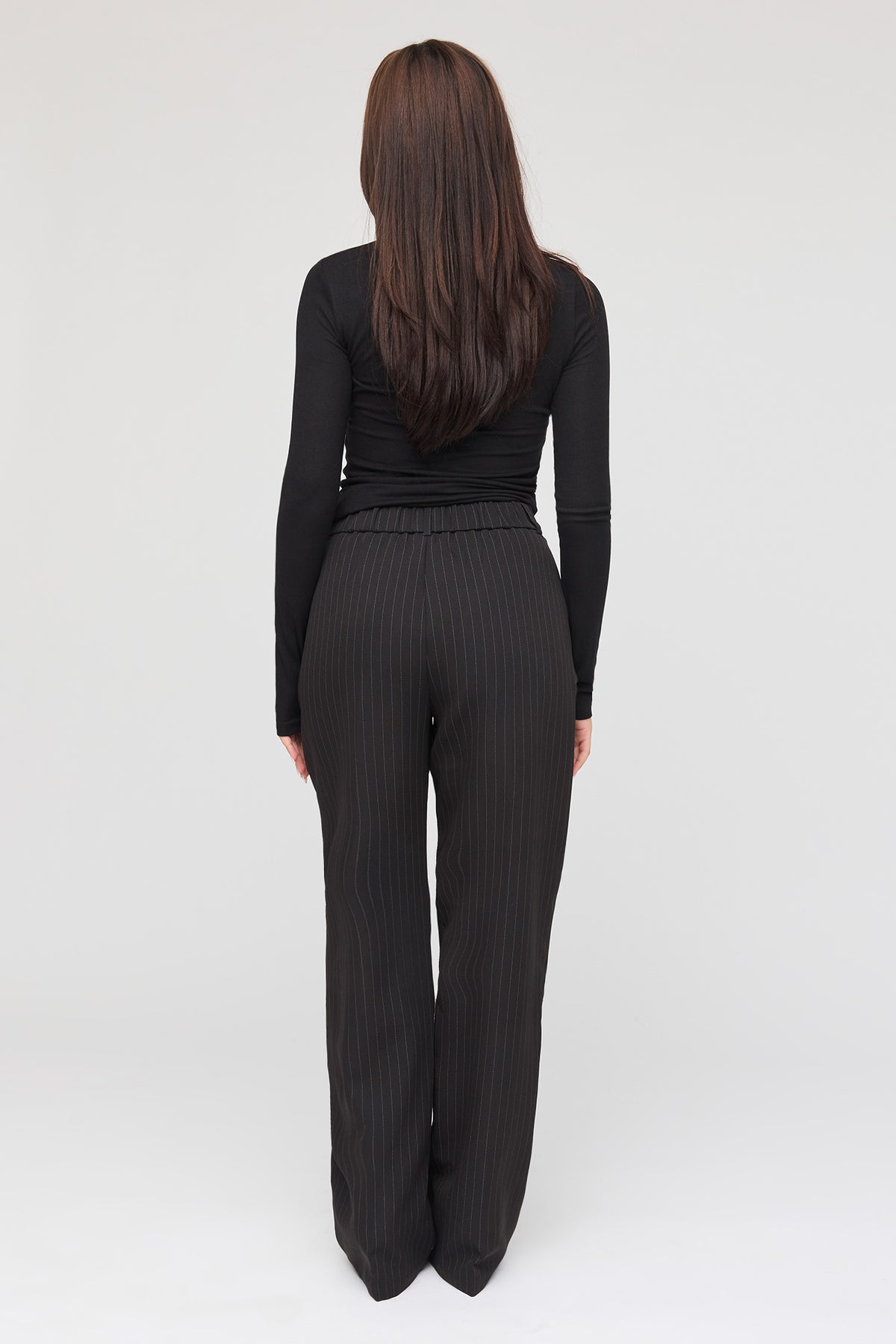 Alt View 3. Wide Leg Dress Pant - Black with White