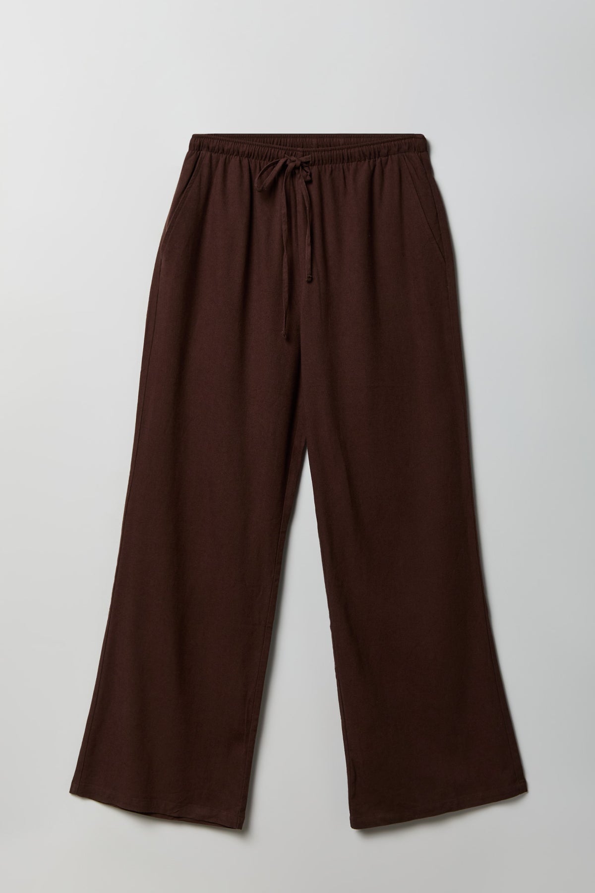 Alt View 4. Linen-Blend Flowy Wide Leg Pant - Brown