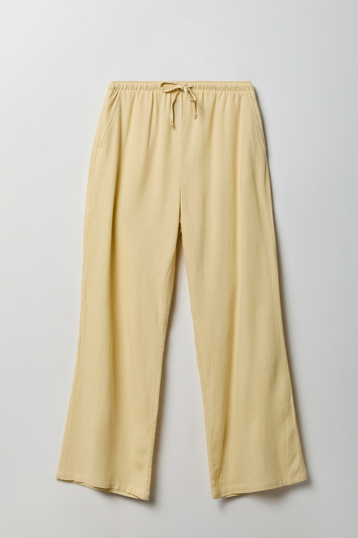 Alt View 4. Linen-Blend Flowy Wide Leg Pant - Pale Yellow