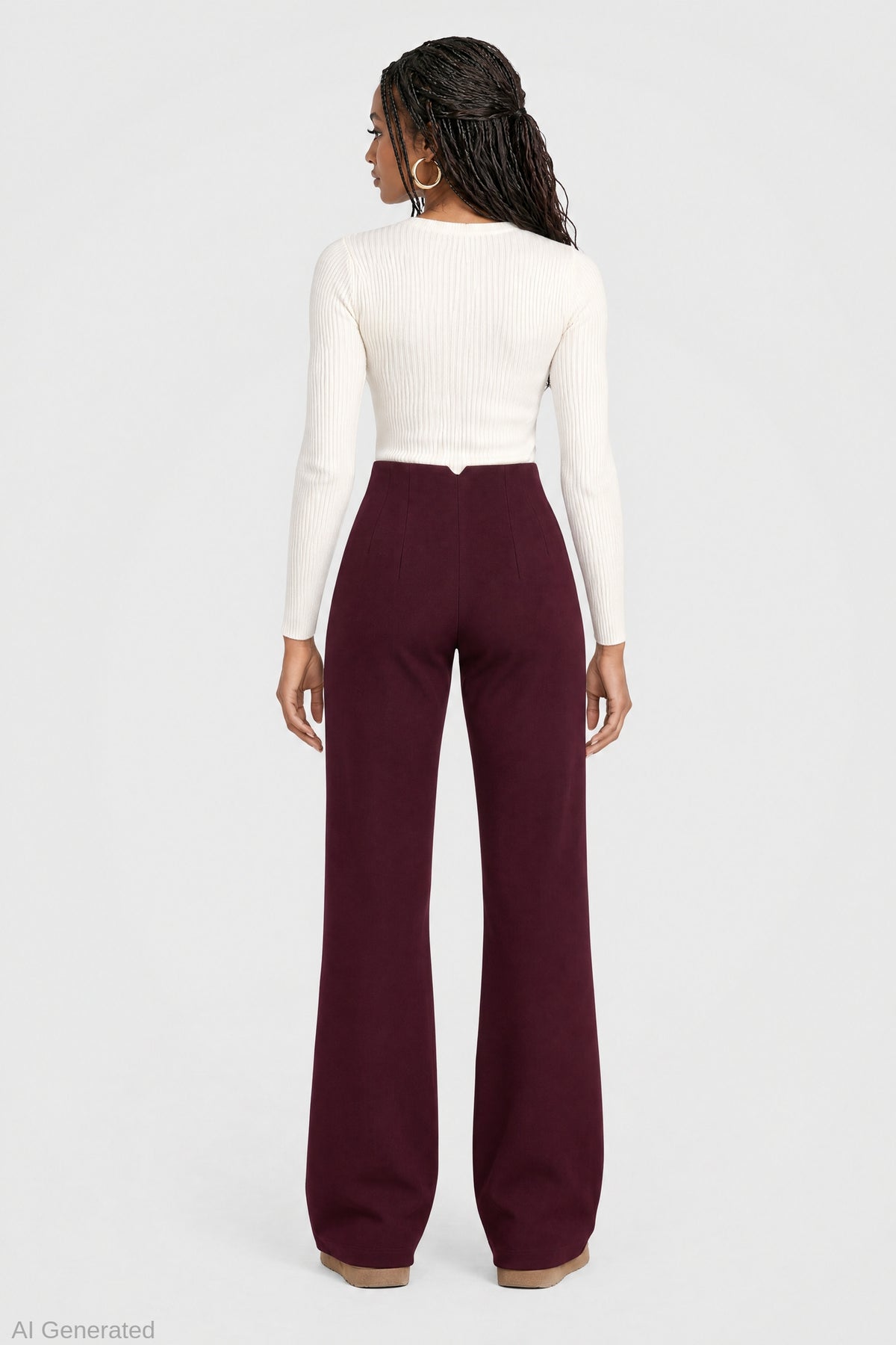 Alt View 2. Flare Dress Pant - Burgundy