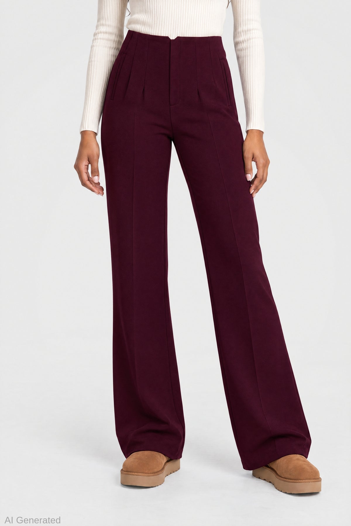 Alt View 3. Flare Dress Pant - Burgundy