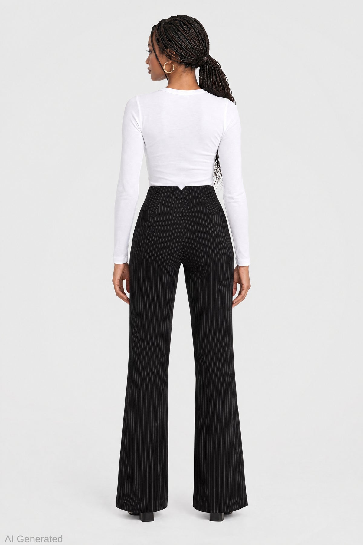 Alt View 2. Flare Dress Pant - Black with White