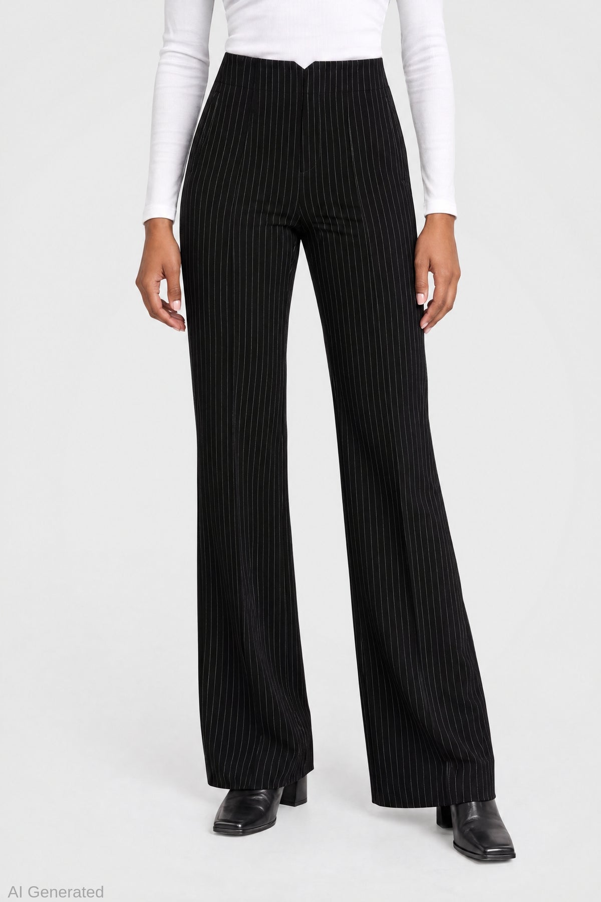 Alt View 3. Flare Dress Pant - Black with White