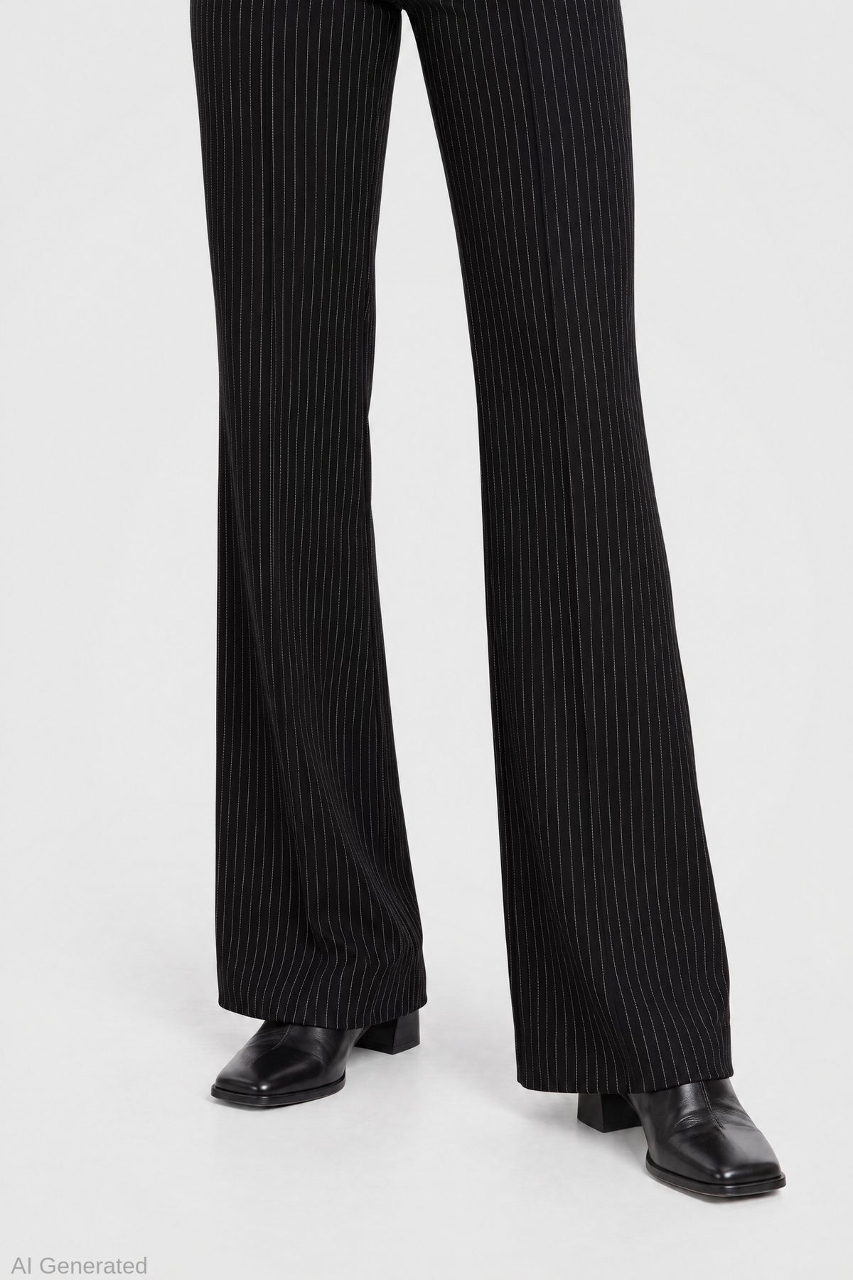 Alt View 4. Flare Dress Pant - Black with White
