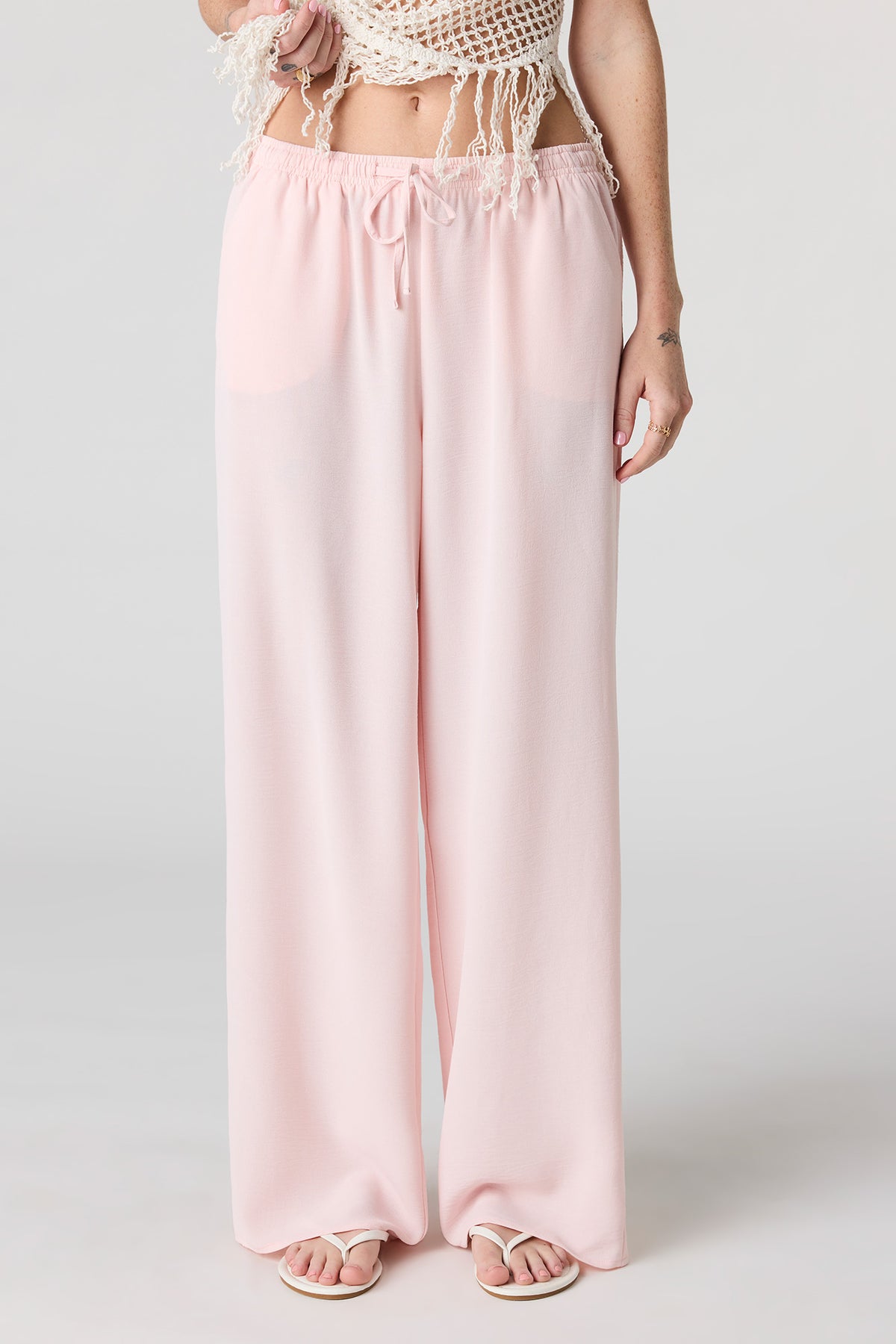 Alt View 2. Flowy Wide Leg Pant - Rose