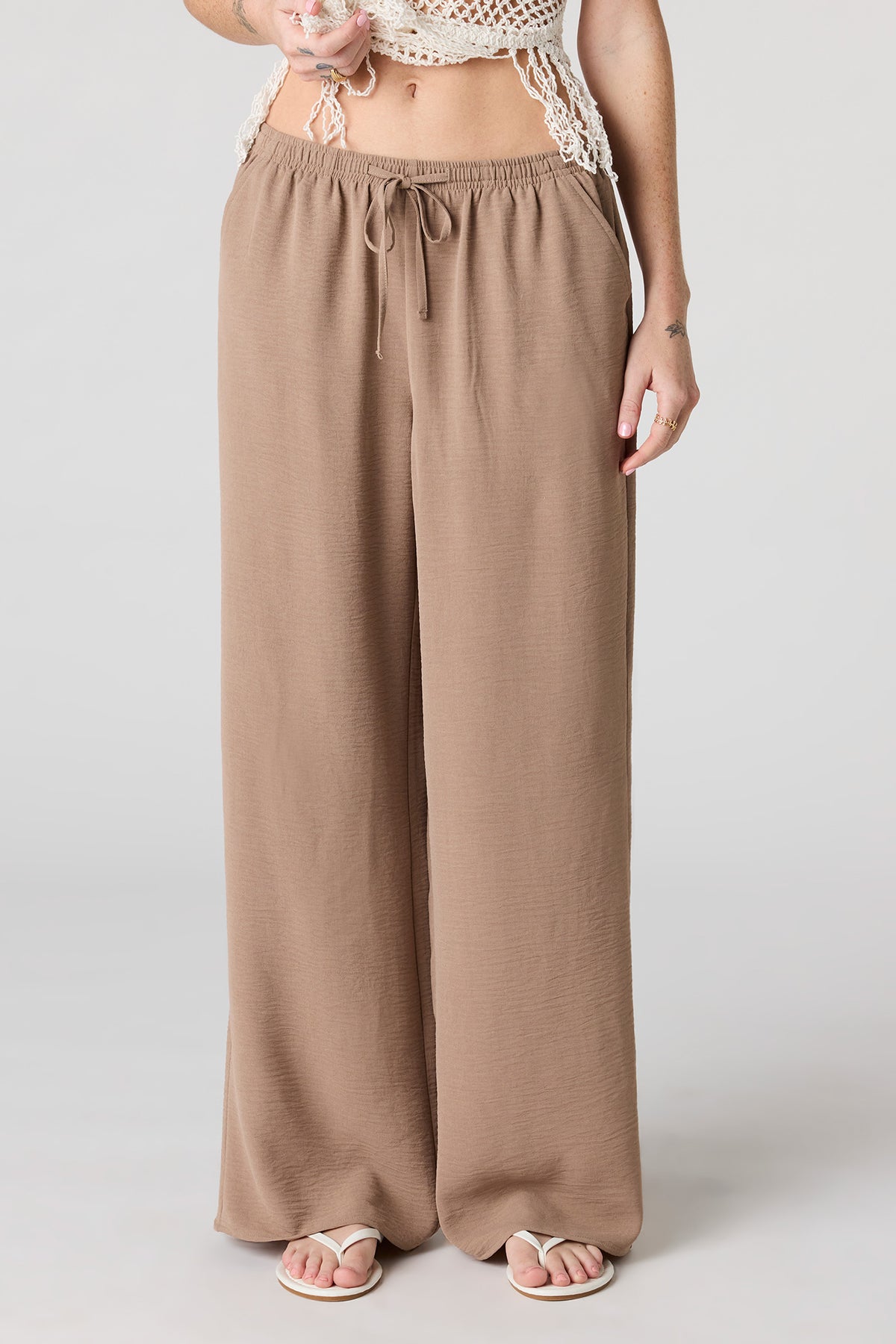 Alt View 2. Flowy Wide Leg Pant - Taupe