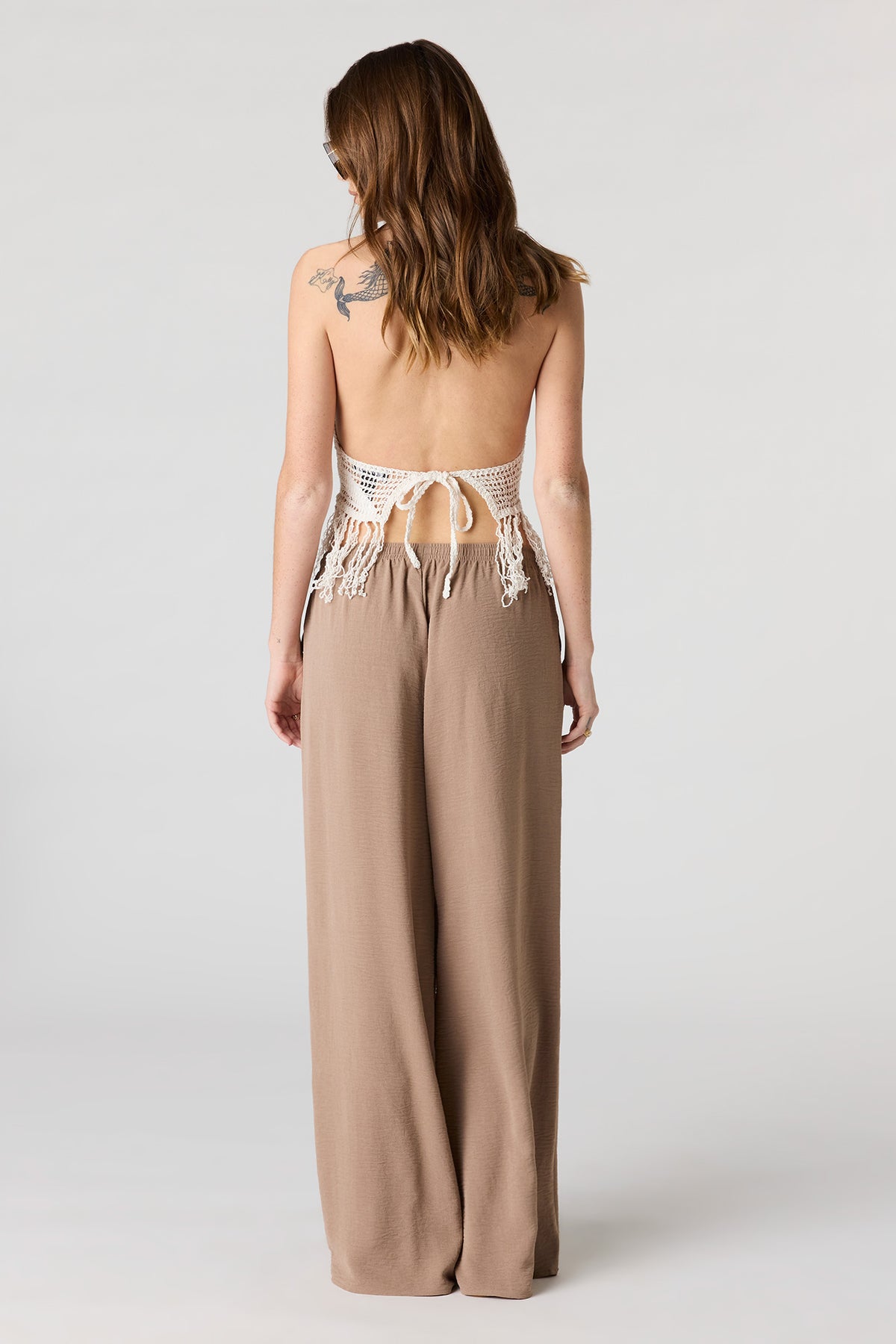 Alt View 3. Flowy Wide Leg Pant - Taupe