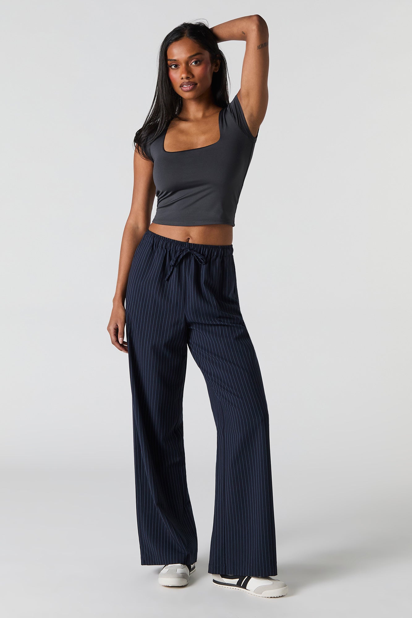 Drawstring Wide Leg Dress Pant