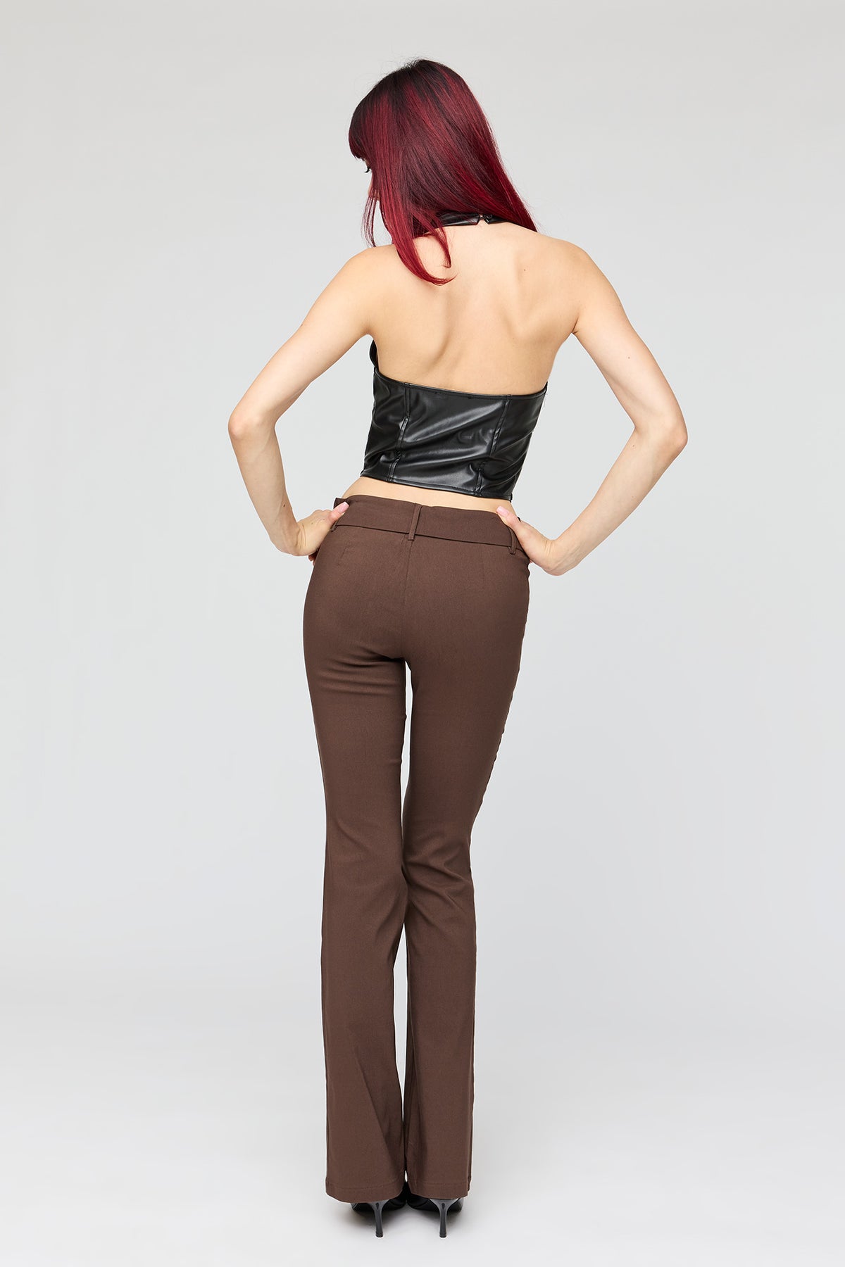 Alt View 3. Mid Rise Flare Dress Pant - Brown