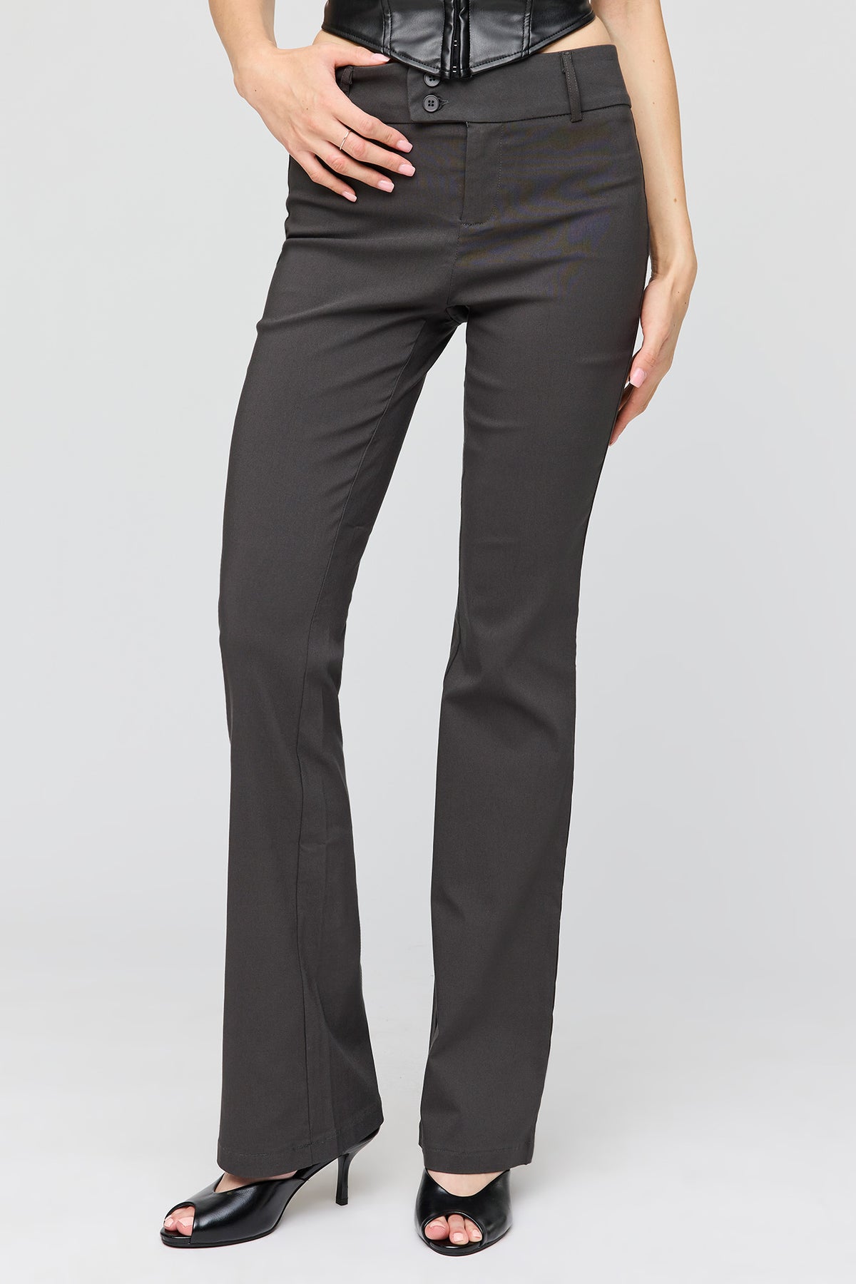 Alt View 2. Mid Rise Flare Dress Pant - Grey Blue