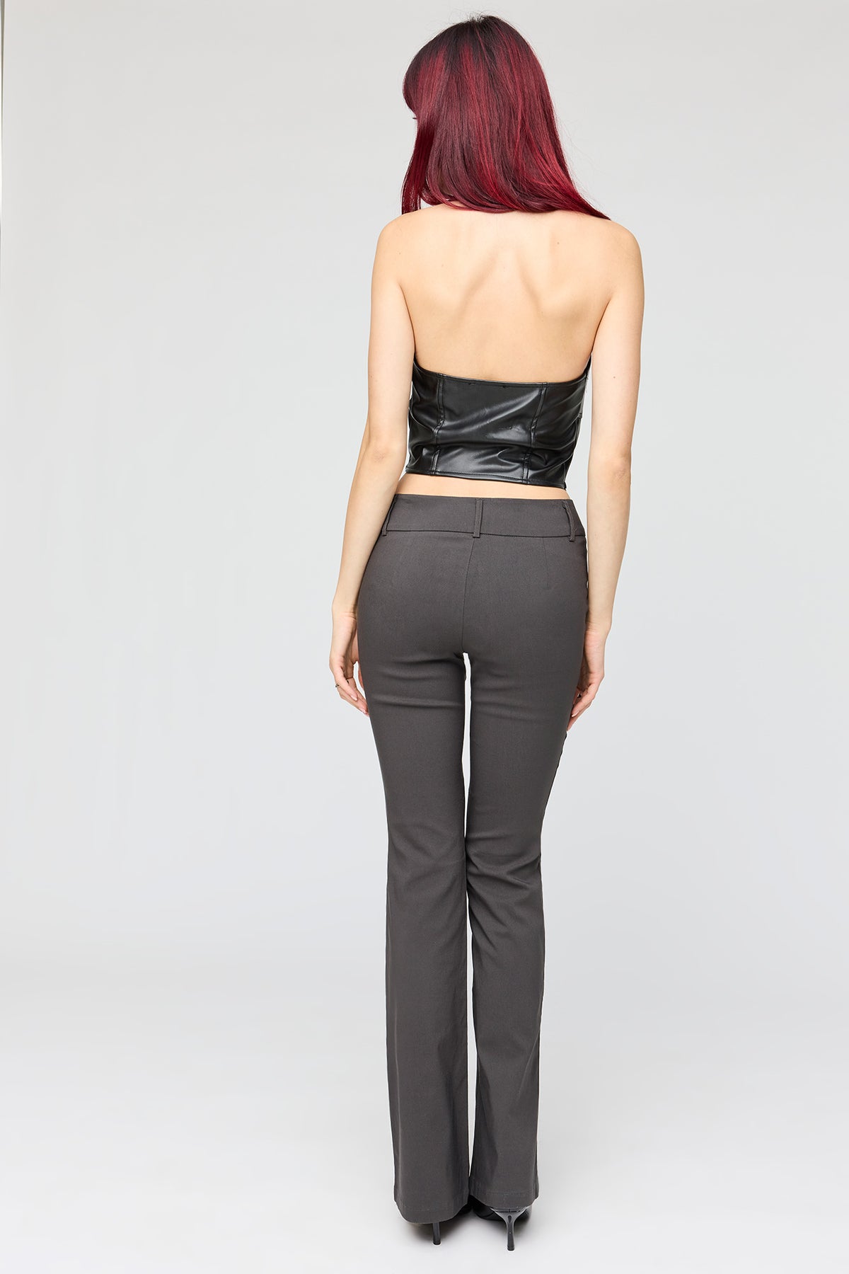 Alt View 3. Mid Rise Flare Dress Pant - Grey Blue