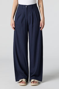 Linen-Blend Pleated Dress Pant