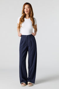 Linen-Blend Pleated Dress Pant