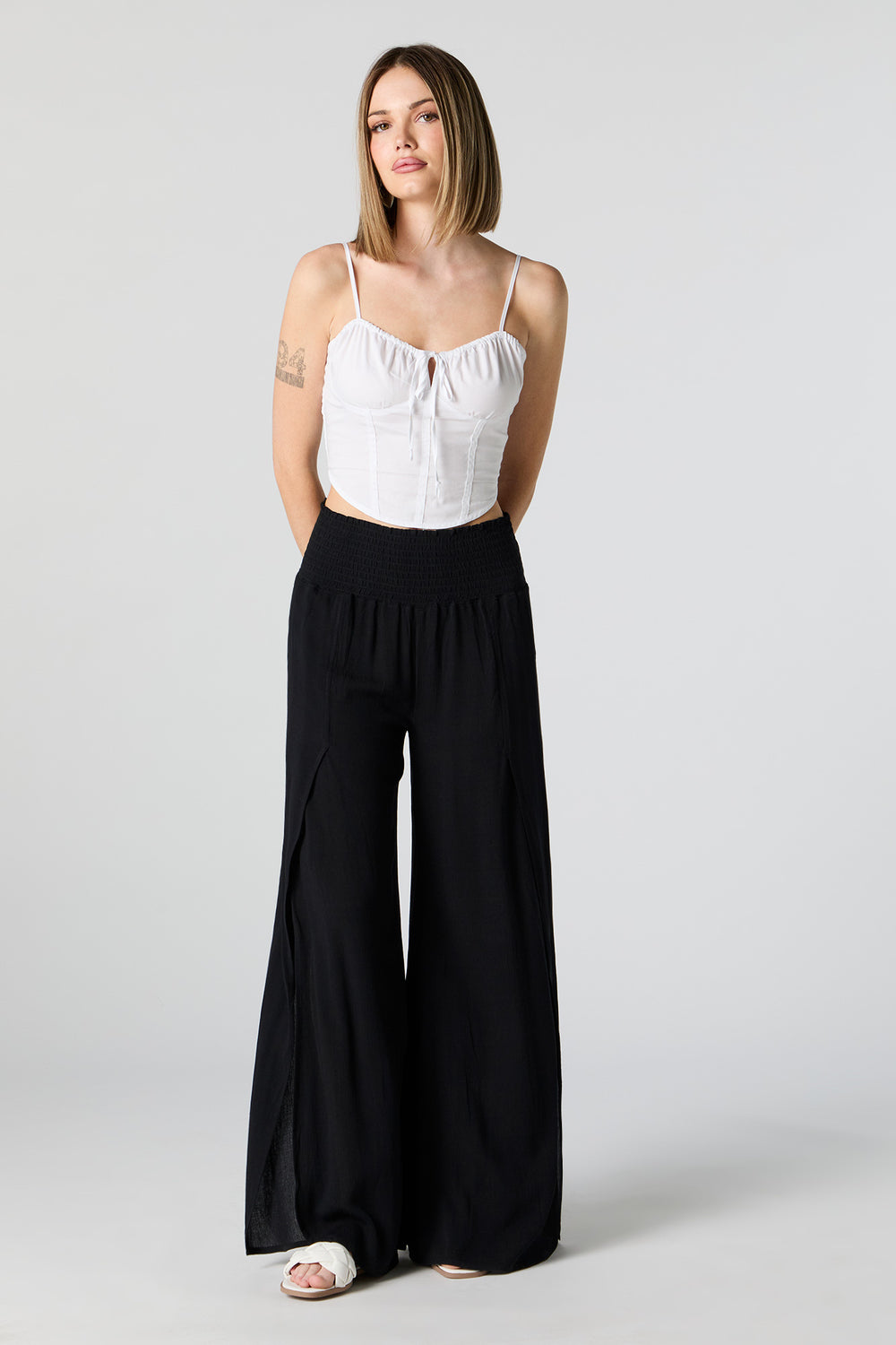 Solid Front Slit Palazzo Pant Solid Front Slit Palazzo Pant 1
