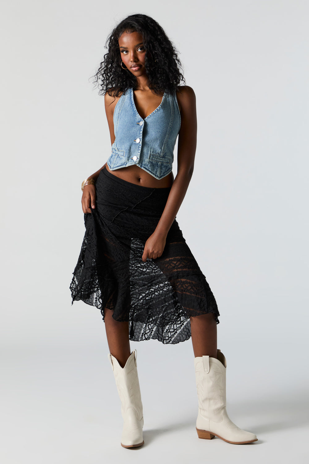 Lace Asymmetrical Midi Skirt Lace Asymmetrical Midi Skirt 6