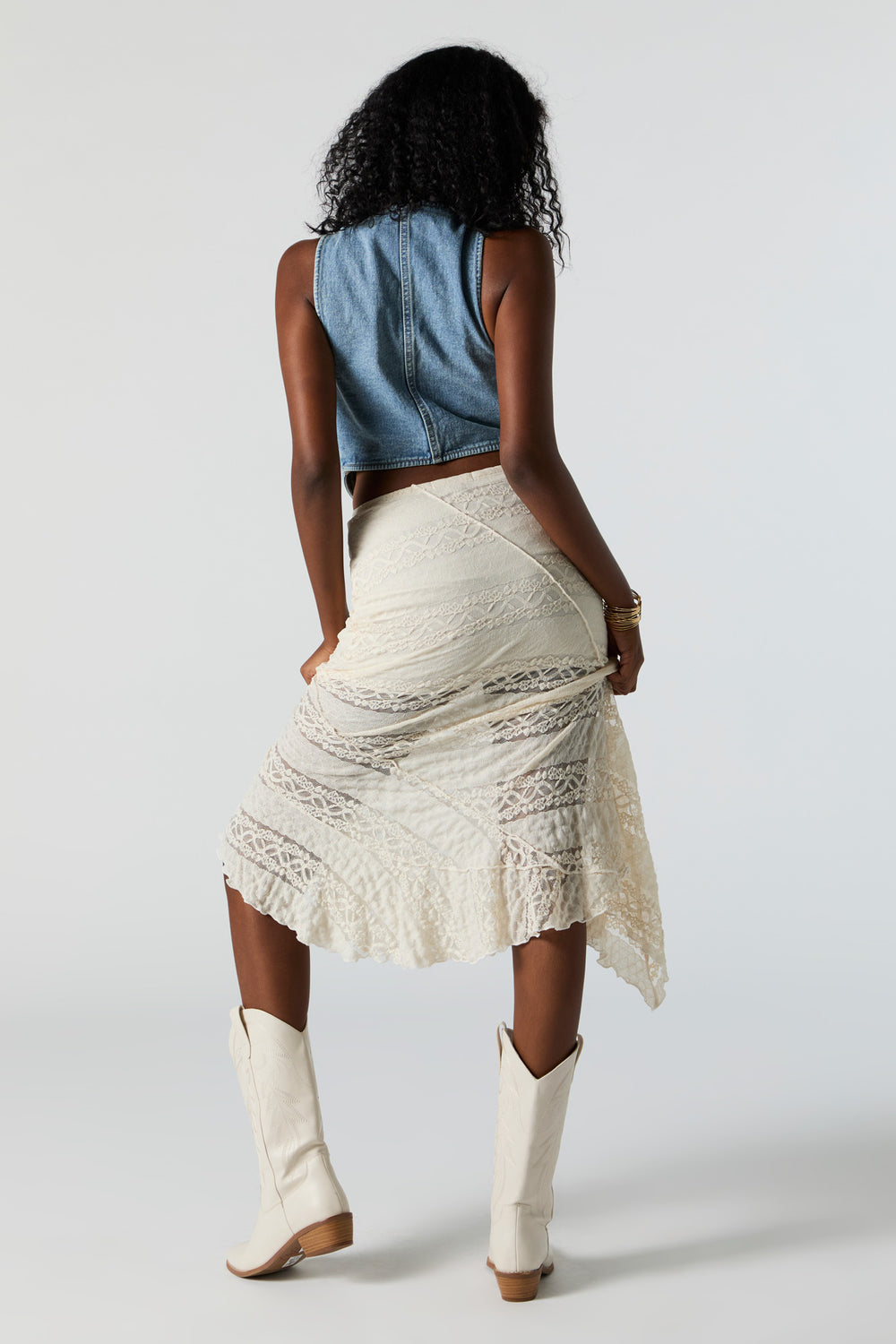 Lace Asymmetrical Midi Skirt Lace Asymmetrical Midi Skirt 3