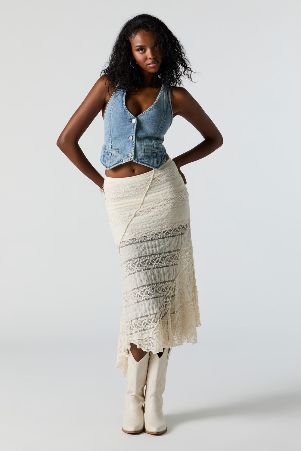 Lace Asymmetrical Midi Skirt Lace Asymmetrical Midi Skirt 4