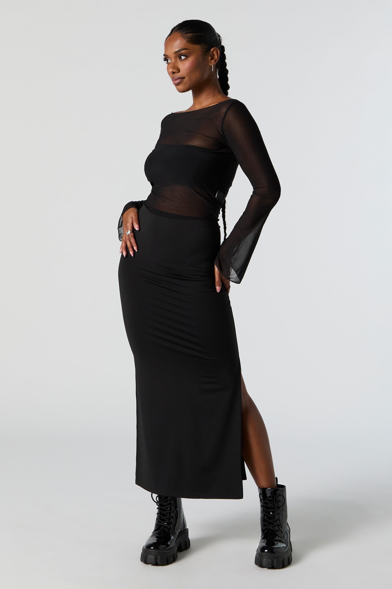 Contour Slit Midi Skirt