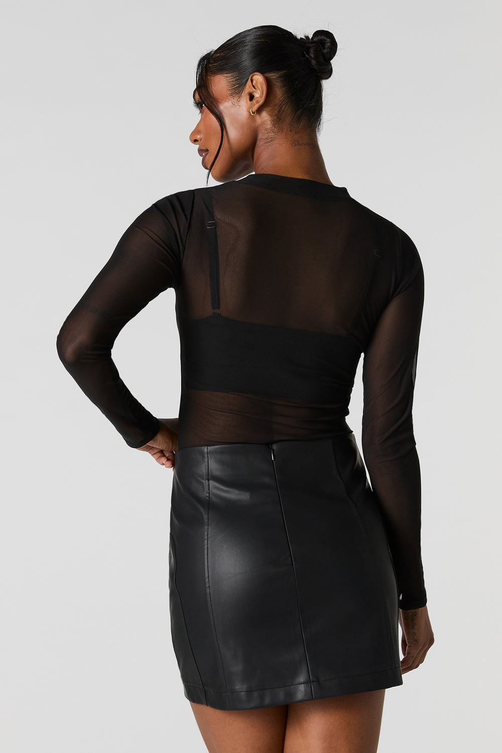 Faux Leather Exposed Seam Mini Skirt Faux Leather Exposed Seam Mini Skirt 5