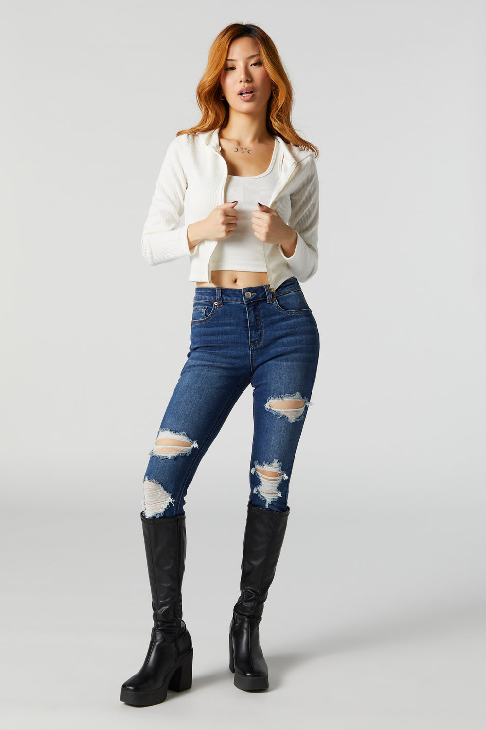Rio Dark Wash Distressed Mid Rise Jean Rio Dark Wash Distressed Mid Rise Jean 4