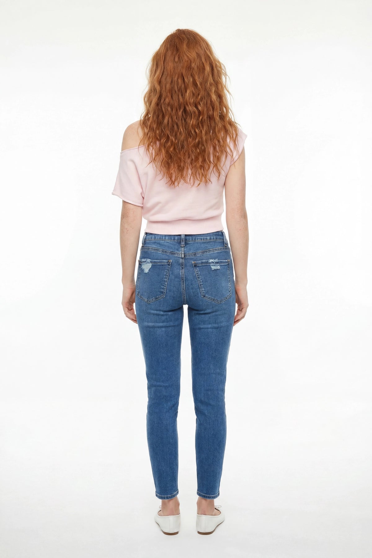 Alt View 3. South Beach Stretch Ripped Low Rise Skinny Jean - Medium Blue