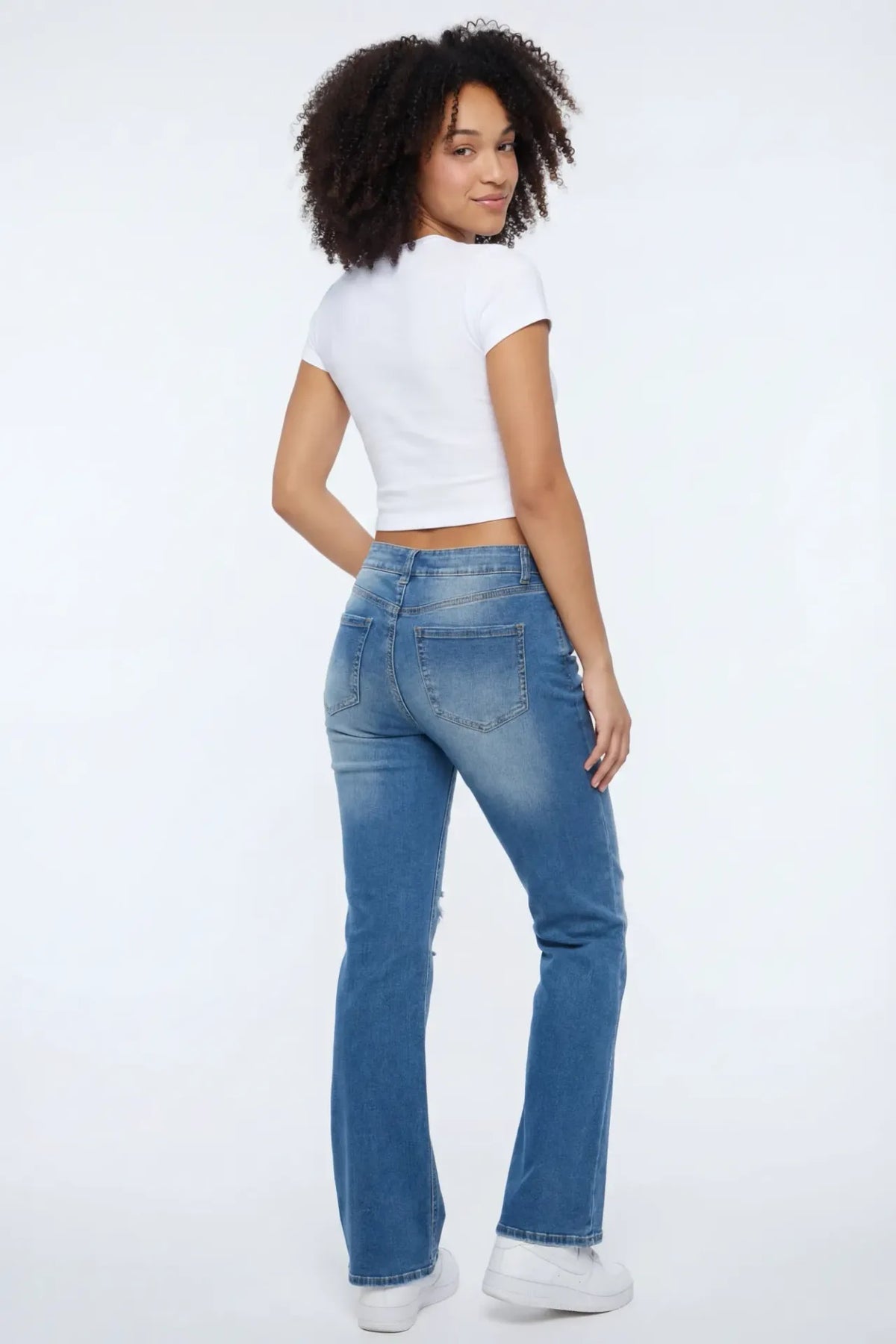 Alt View 3. Ripped Low Rise Bootcut Medium Jean - Medium Blue