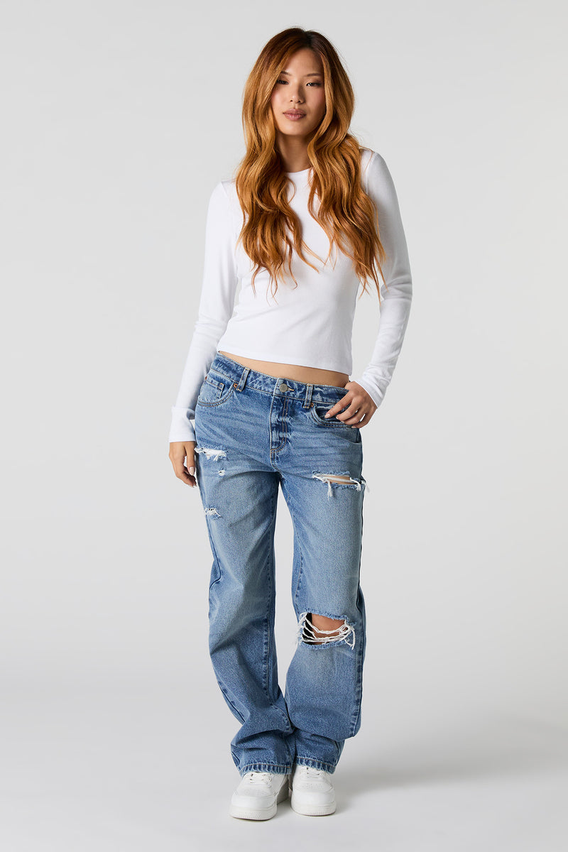 Distressed Slouchy Straight Leg Jean