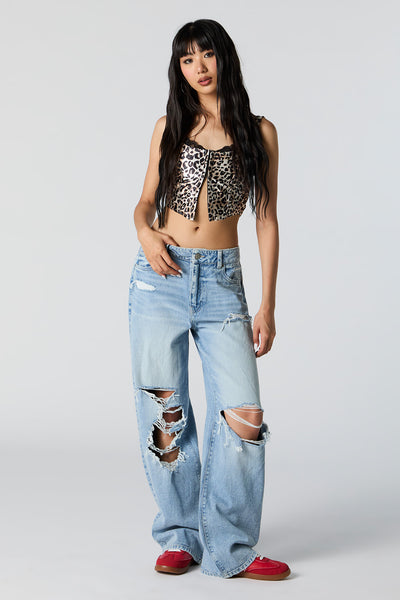 【Raucohouse】Maxi wide ripped denim pants Raucohouse
