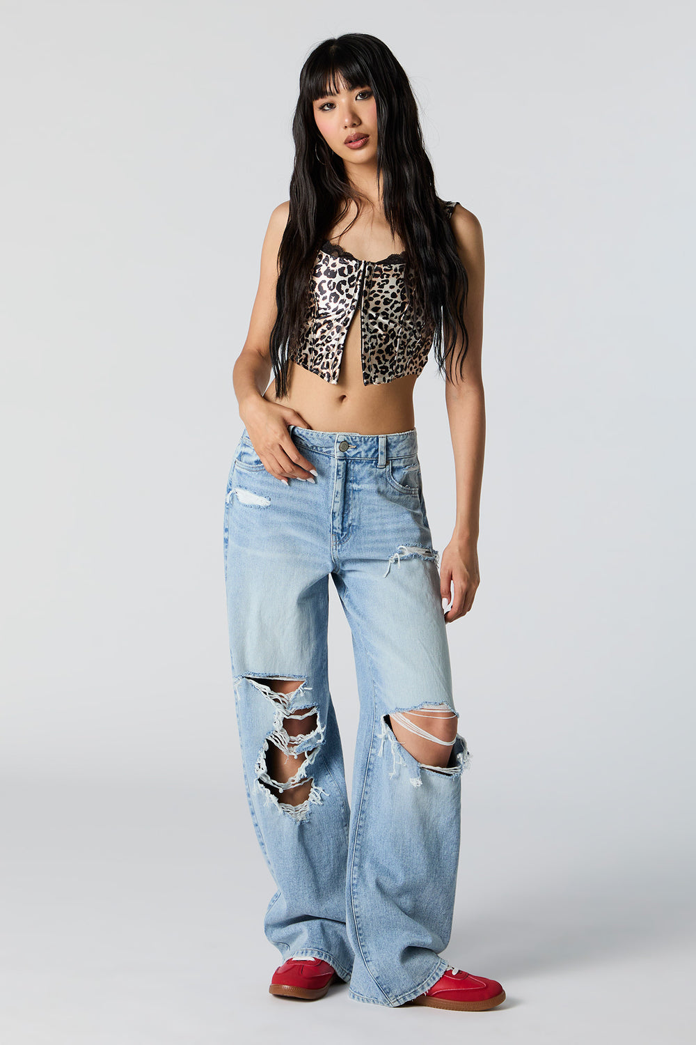 Ultra Distressed High Rise Wide Leg Jean Ultra Distressed High Rise Wide Leg Jean 1