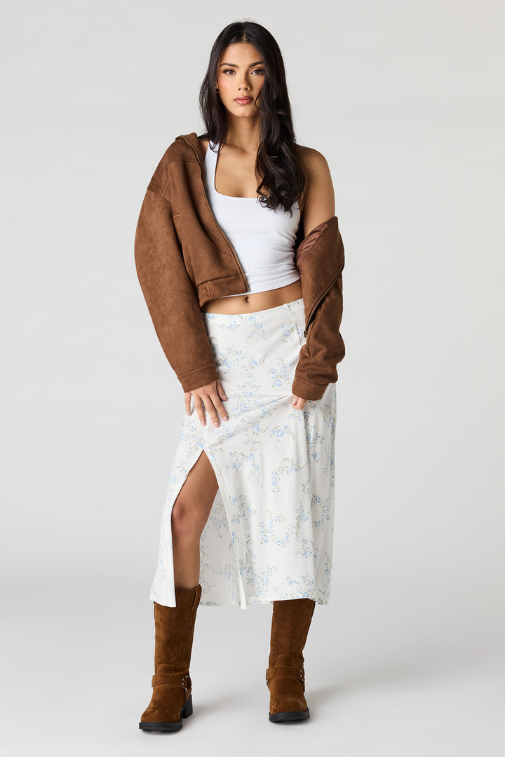 Floral Slit Midi Skirt