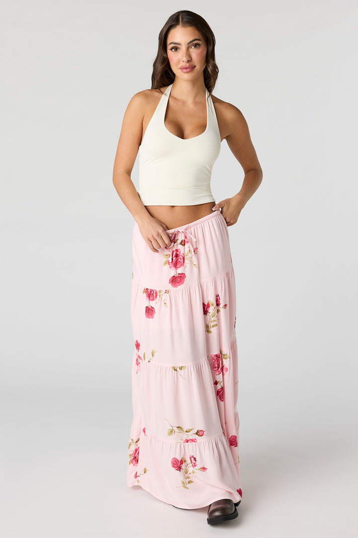 Tiered Drawstring Maxi Skirt
