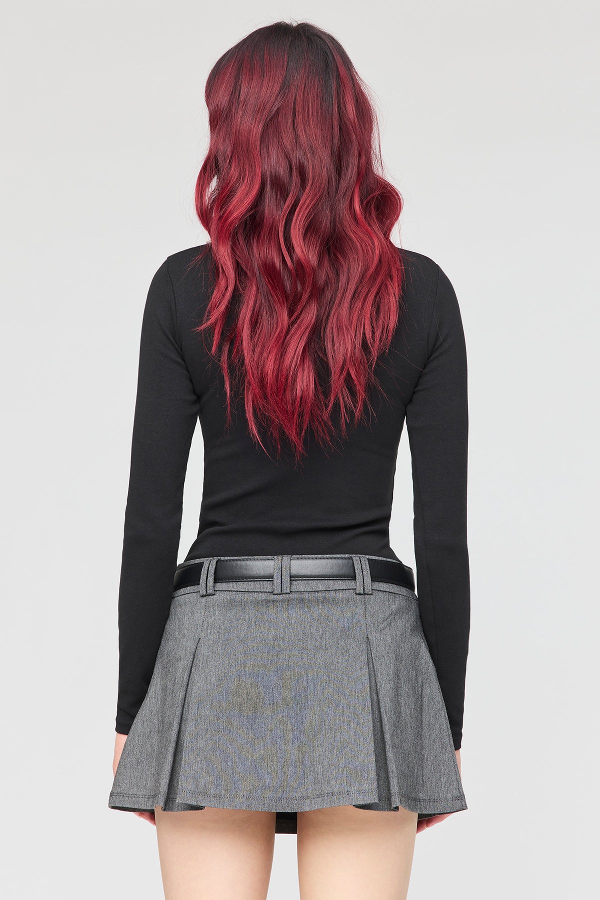 Alt View 2. Belted Pleated Mini Skort - Heather Grey