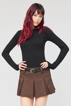 Belted Pleated Mini Skort