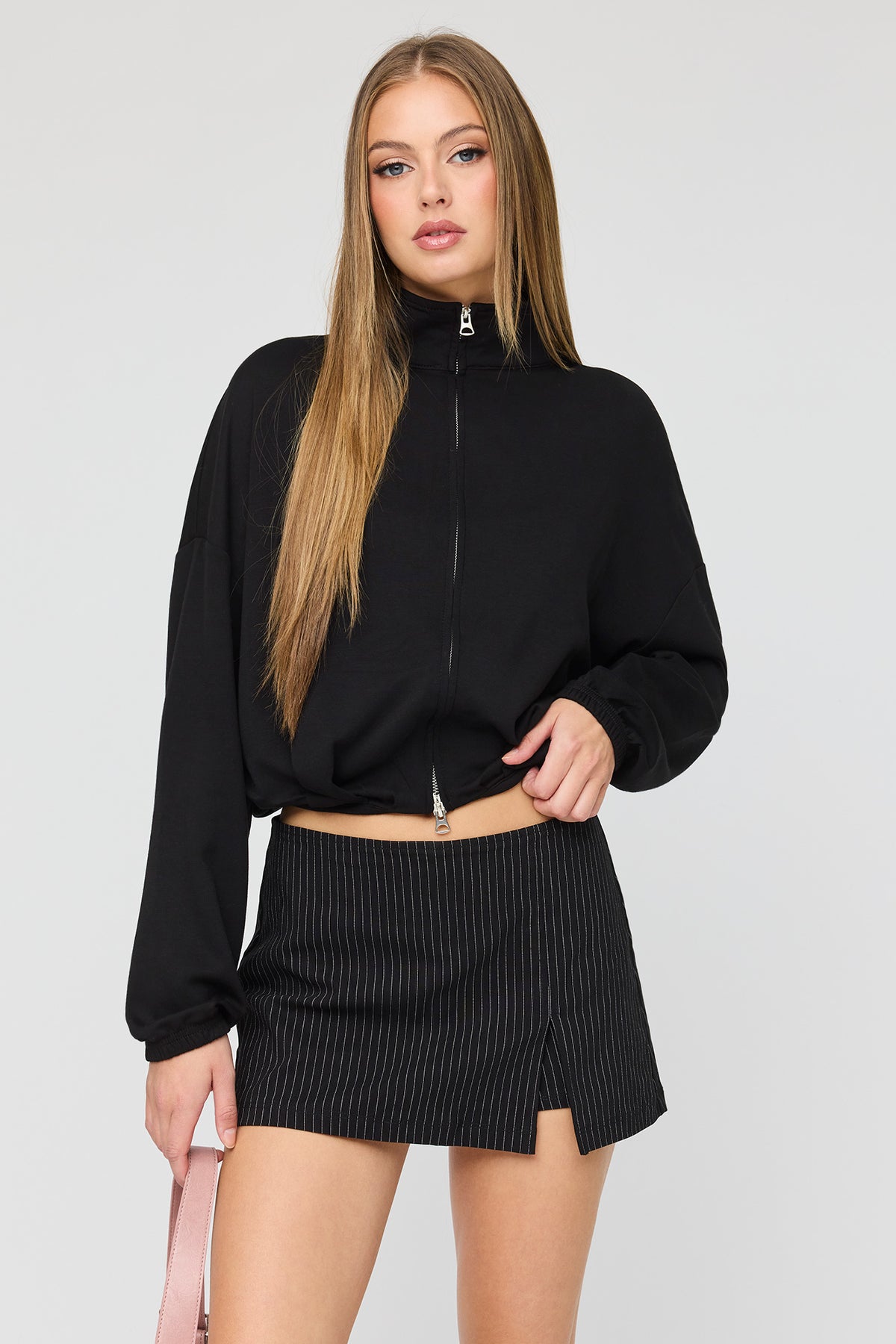 Mini Dress Skort - Black with White