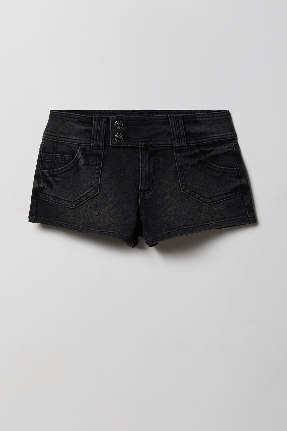 Alt View 3. Low Rise Micro Denim Short - Black
