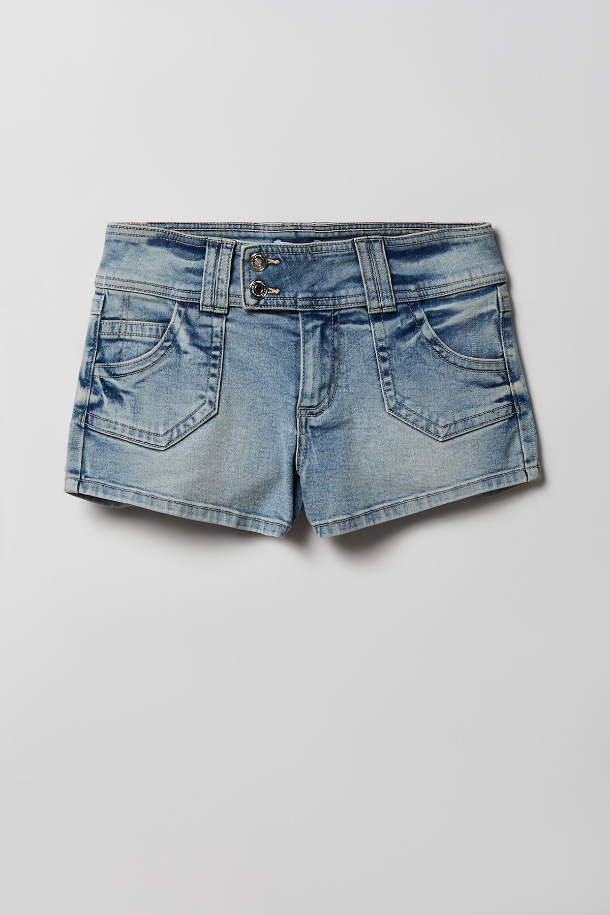 Alt View 3. Low Rise Micro Denim Short - Light Denim Blue