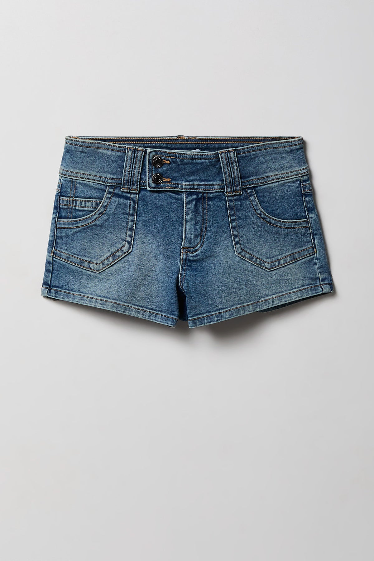 Alt View 3. Low Rise Micro Denim Short - Midnight Blue