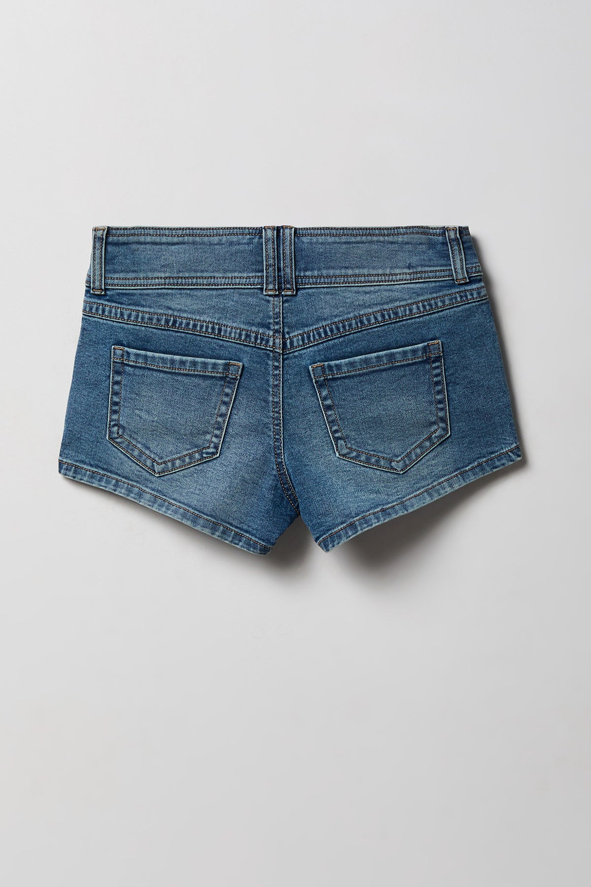 Alt View 4. Low Rise Micro Denim Short - Midnight Blue