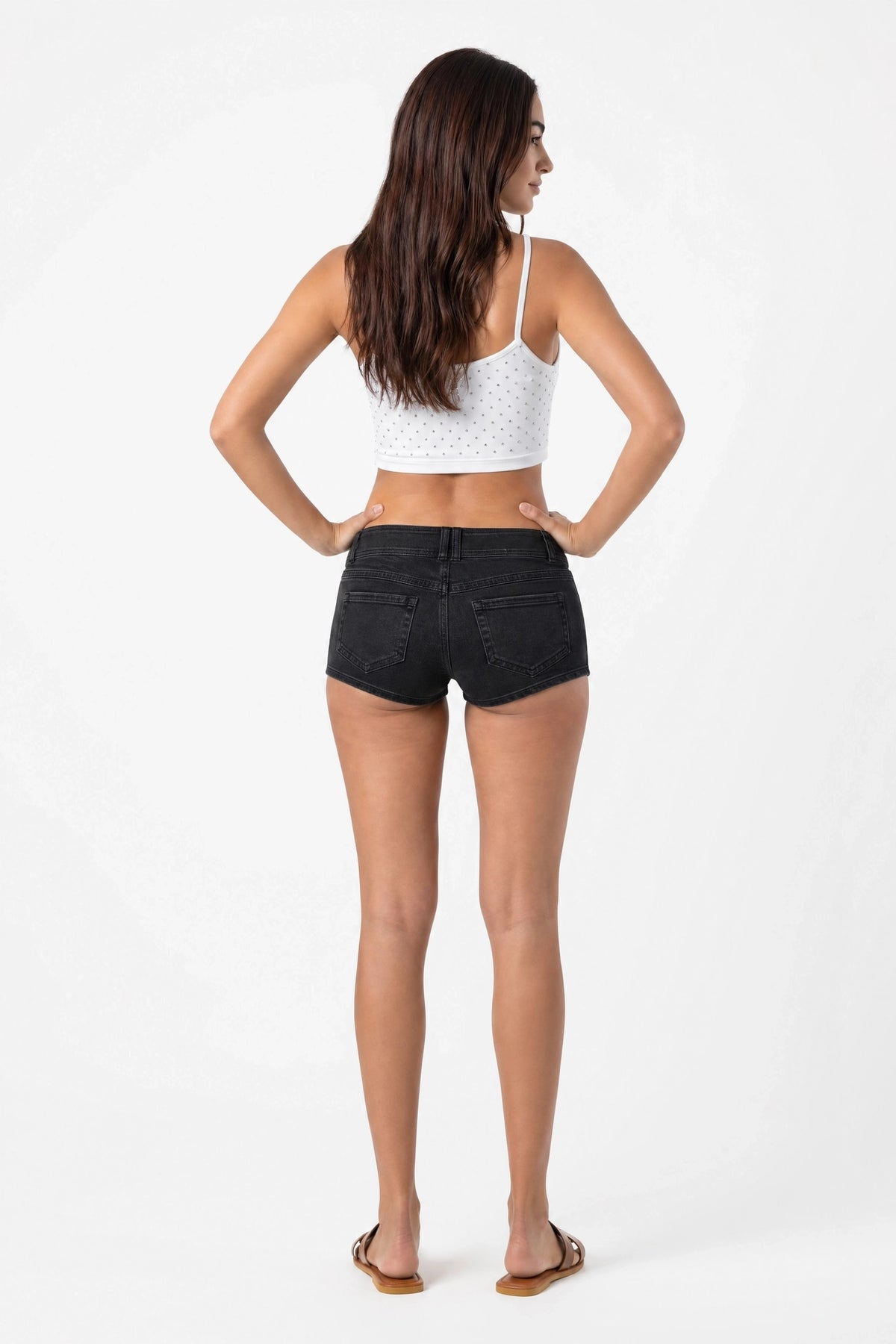 Alt View 2. Low Rise Micro Denim Short - Black