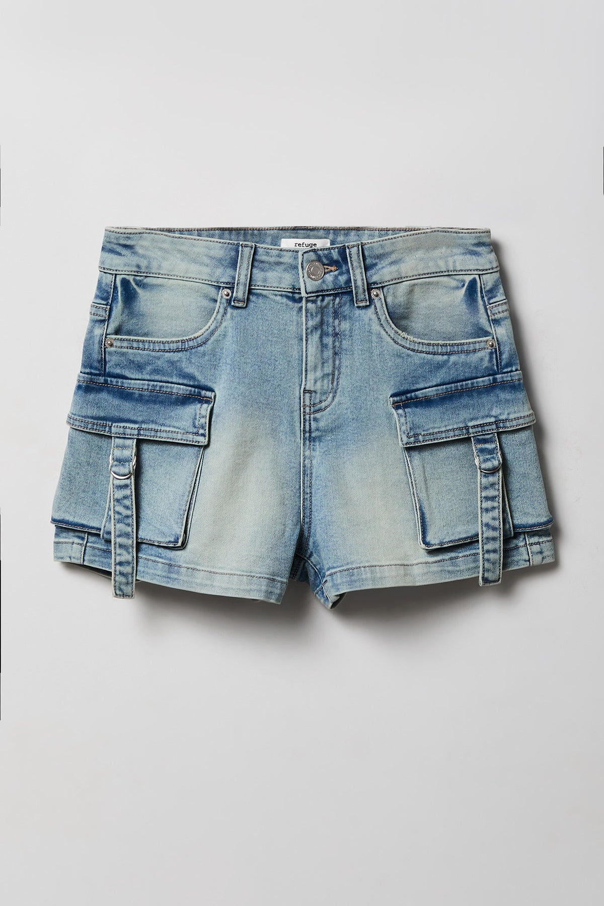 Alt View 4. Denim Cargo Short - Light Denim Blue